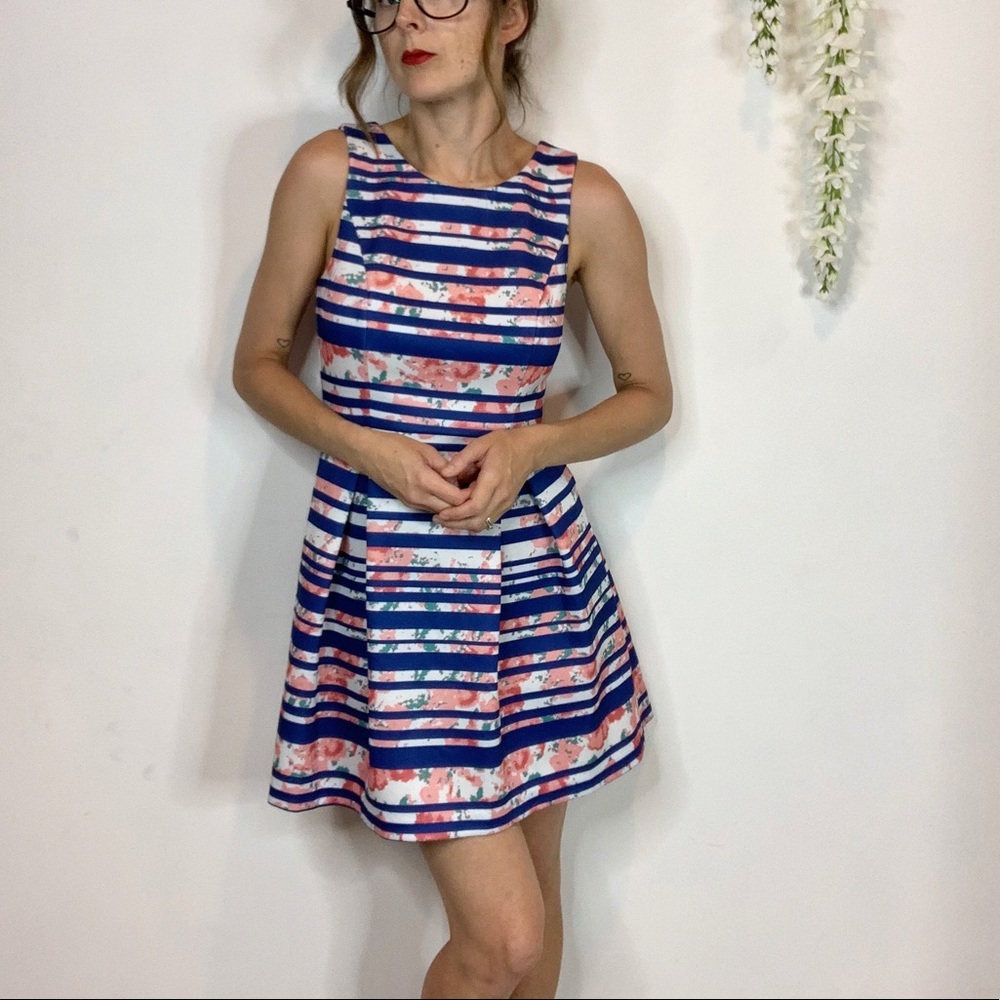 41 HAWTHORN fit & flare dress floral striped 1834 - Picture 5 of 8